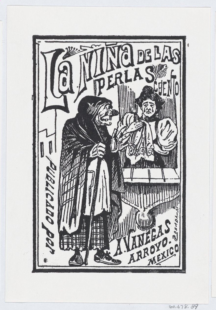 امرأة تبكي وفي يدها منديل وتتحدث إلى حاج عجوز ، صورة توضيحية ... ، كاليفورنيا. 1880-1910. بواسطة خوسيه غوادالوبي بوسادا