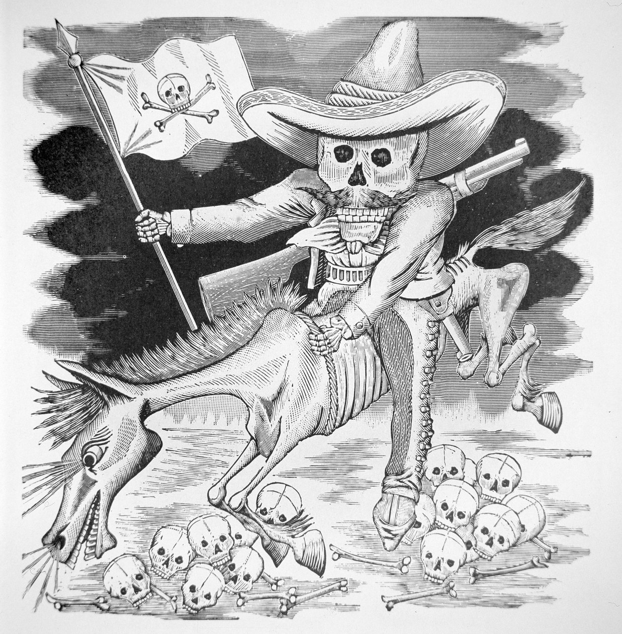 Calavera Zapatista, c.1910 (engraving) بواسطة خوسيه غوادالوبي بوسادا