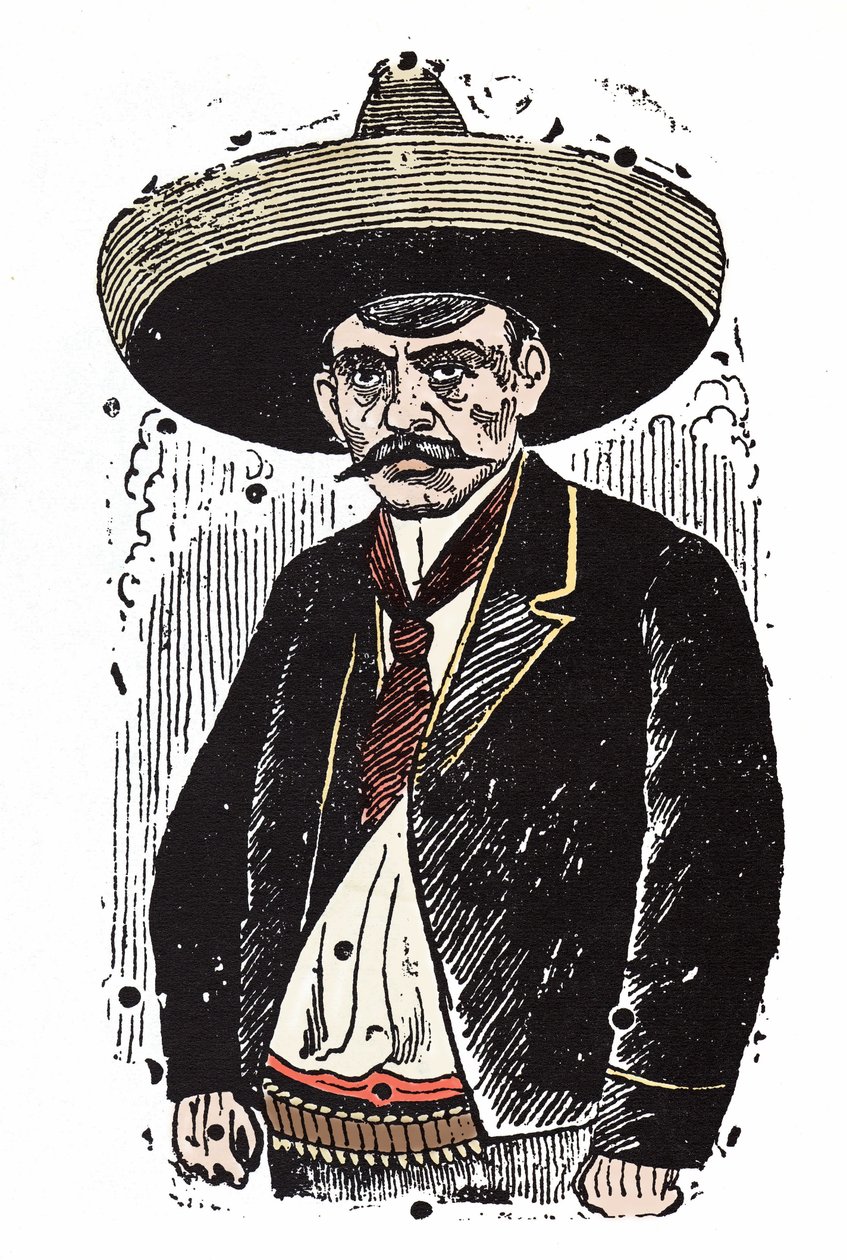 إميليانو زاباتا (1880-1919) ، ثوري مكسيكي. Xylography بواسطة خوسيه غوادالوبي بوسادا (1852-1913). بواسطة خوسيه غوادالوبي بوسادا
