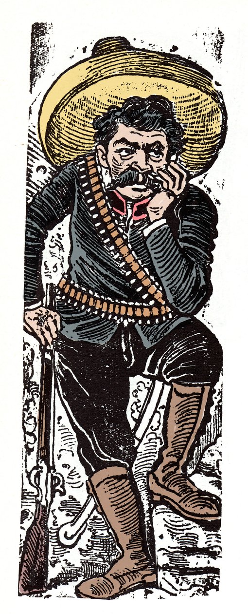 الثورة المكسيكية (1910-1920) - El General Genovevo de la O ، أحد أتباع إميليانو زاباتا - Xylography by Jose Guadalupe Posada (1852-1913) بواسطة خوسيه غوادالوبي بوسادا