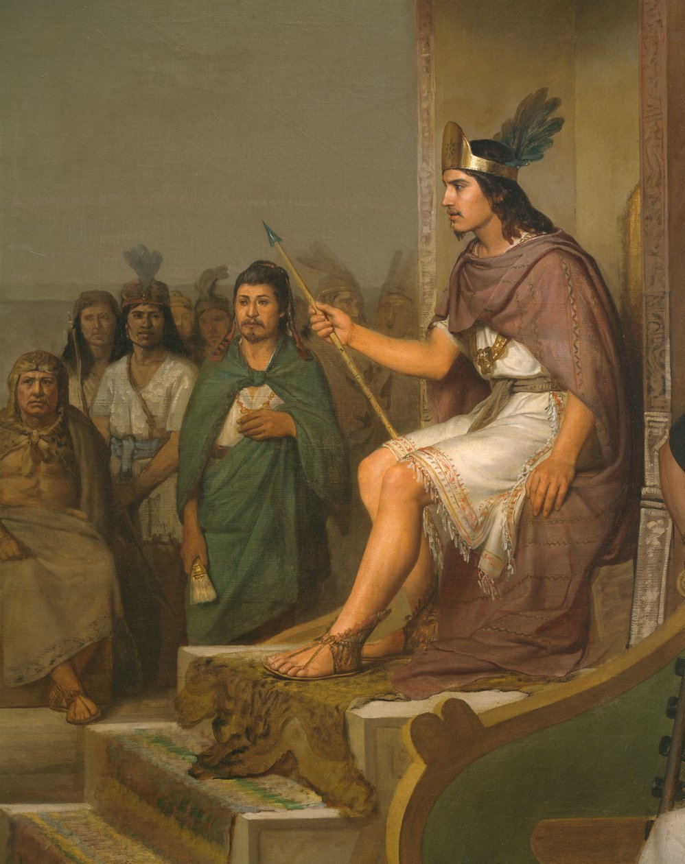 اكتشاف النبض ، تفاصيل Montezuma II c.1470-1520 1869 زيت على قماش بواسطة خوسيه ماريا أوبريغون