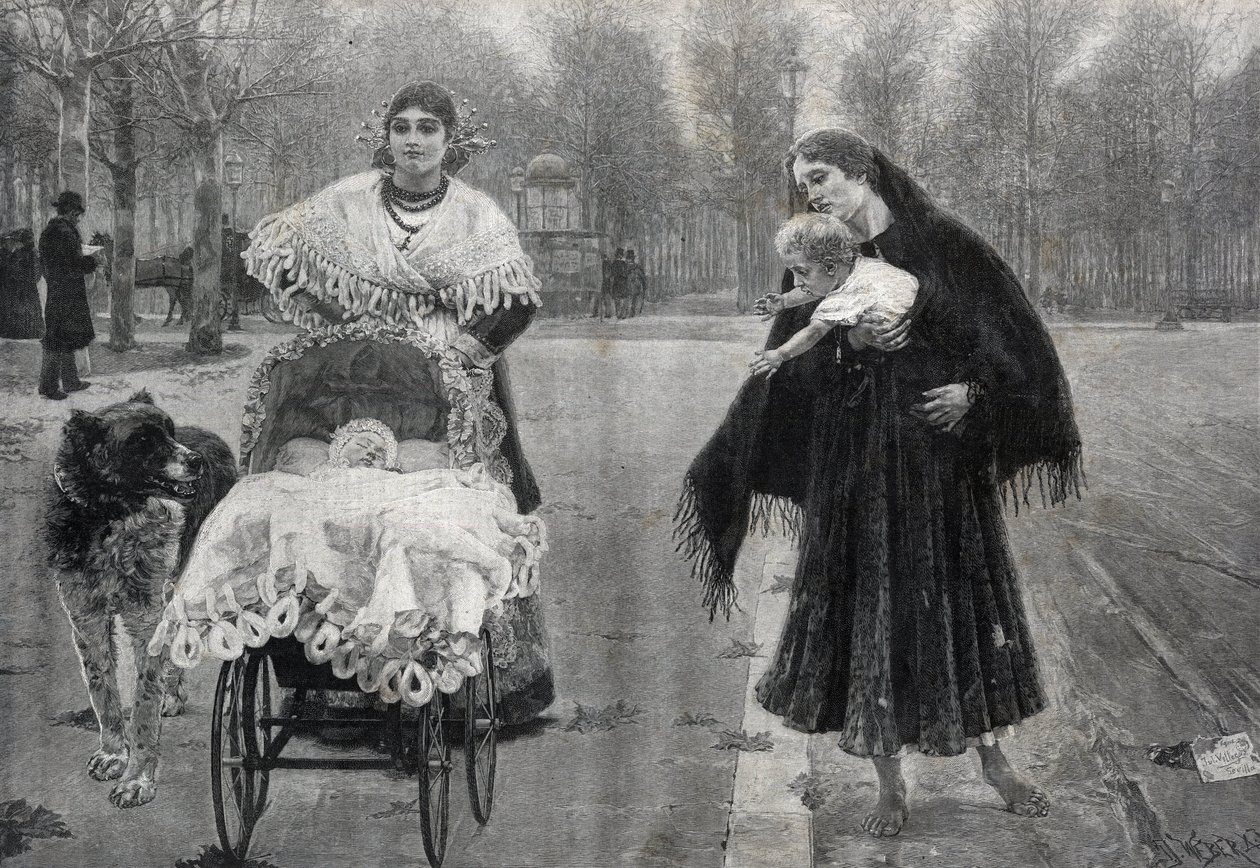 في حديقة التويلري في باريس - التناقض - نقش بعد اللوحة التي رسمها خوسيه فيليجاس كورديرو (1844-1921) بواسطة جوزيه (بعد) Villegas y Cordero