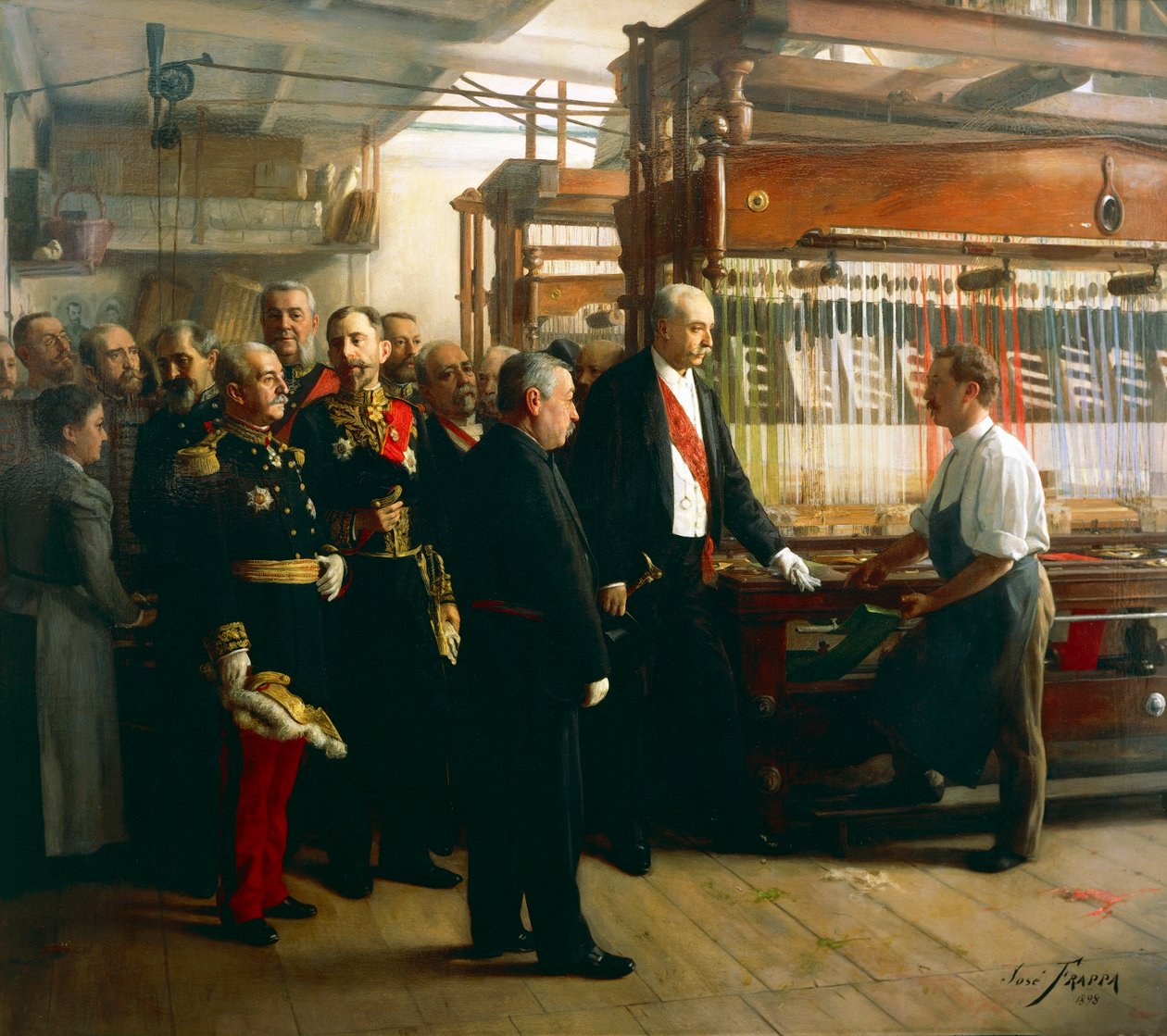 President of French Republic Felix Faure visiting workshop of ribbon manufacturer in Saint Etienne, May 30 بواسطة خوسيه فرابا