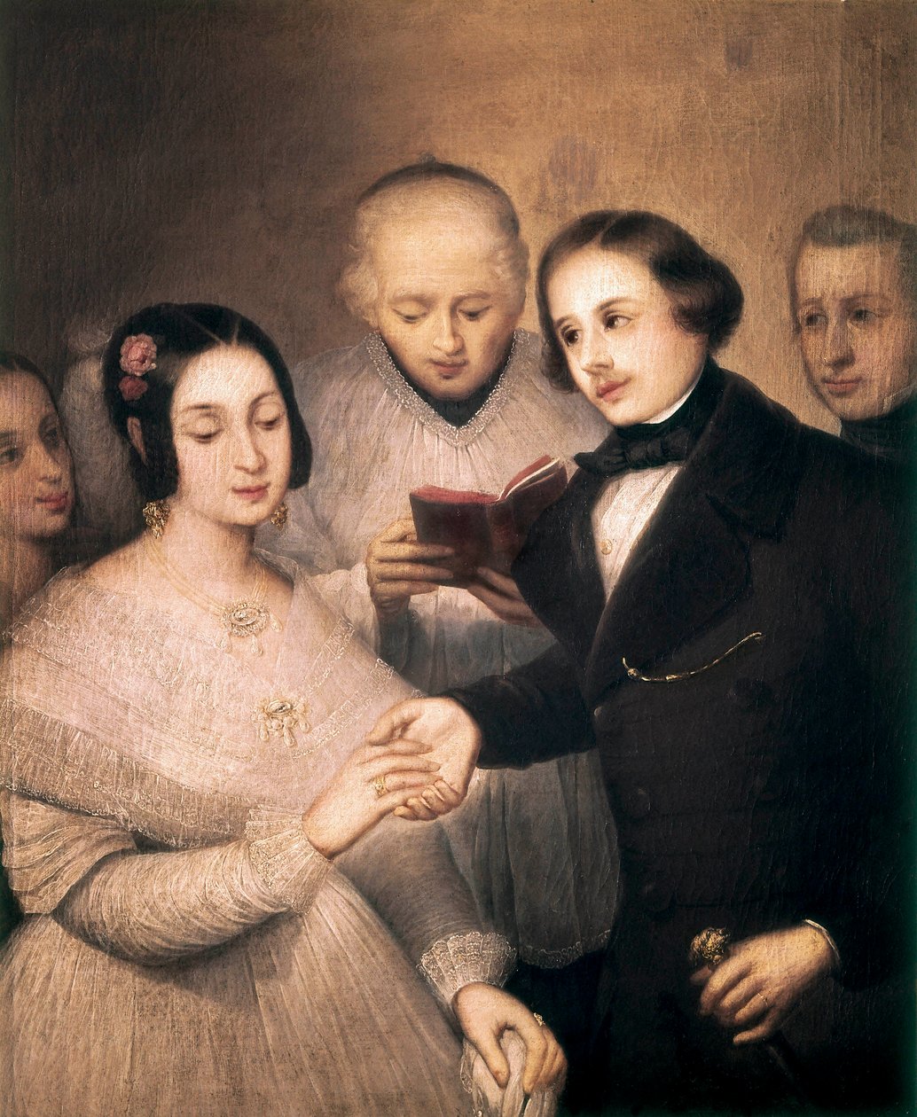 الزفاف الرومانسي. رسم خوسيه جوتيريز دي لا فيجا (1791-1865). مدريد. متحف رومانسي. بواسطة خوسيه غوتيريز دي لا فيغا