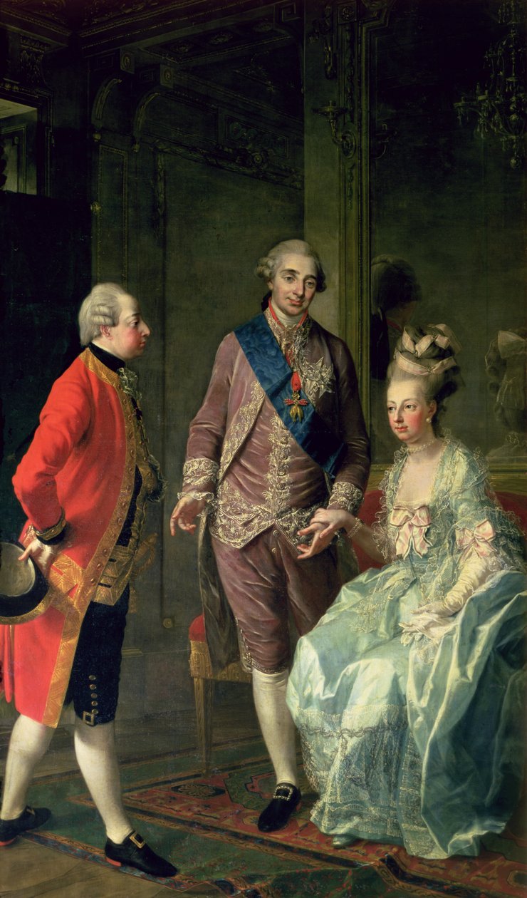 يزور الأرشيدوق ماكسيميليان فرانز ماري أنطوانيت (1755-1793) ولويس السادس عشر (1754-1993) ج. بواسطة جوزيف هاوزنجر