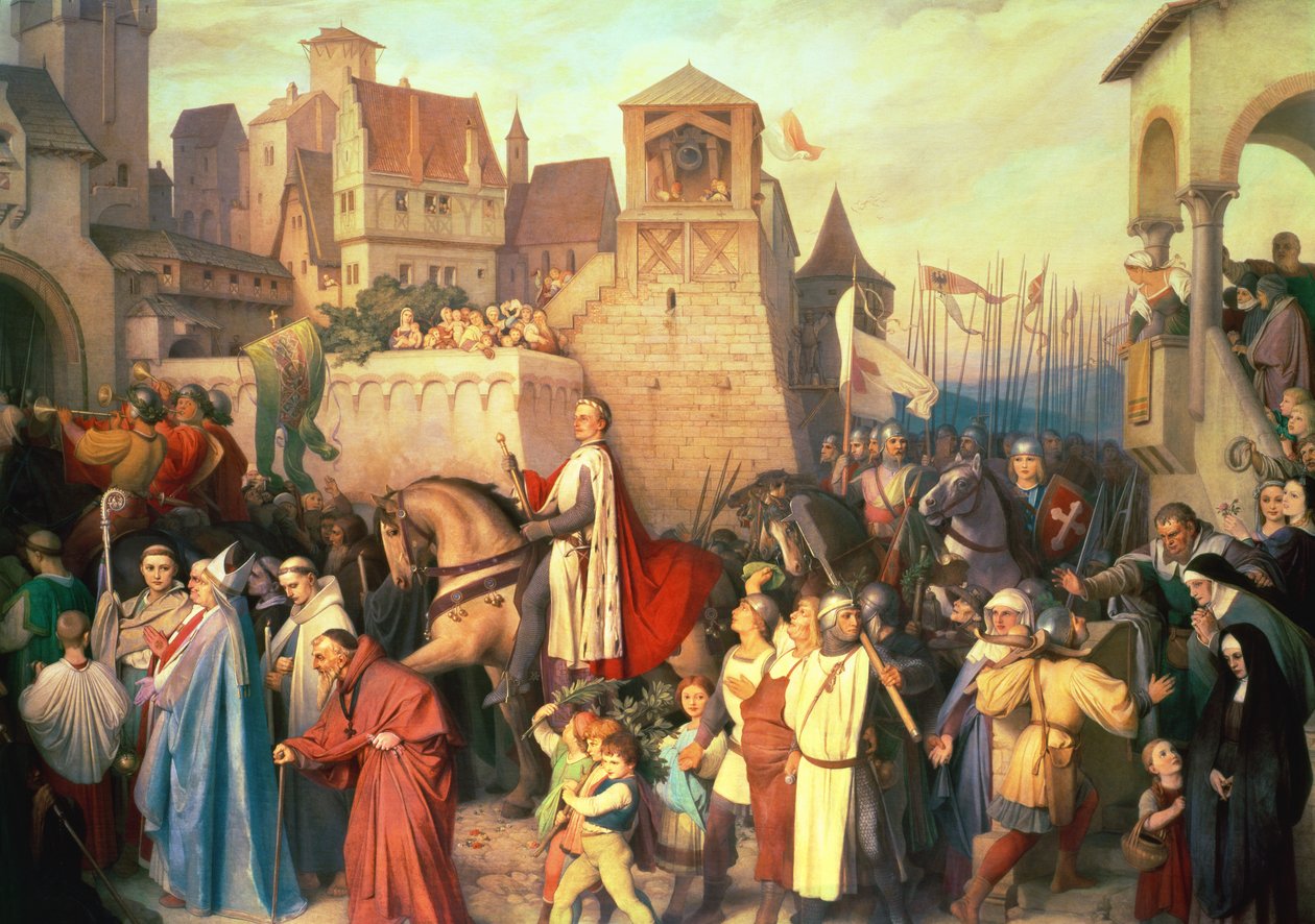دوق ليوبولد المجيد (1176-1230) يدخل فيينا عند عودته من الحروب الصليبية بواسطة جوزيف ماتياس ترينكوالد
