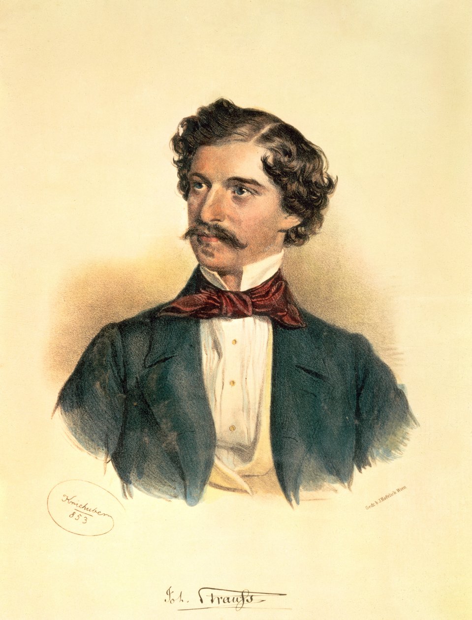يوهان شتراوس الأكبر (1804-49) (رسم مع غسل) بواسطة جوزيف نيكولاوس كرييهوبر