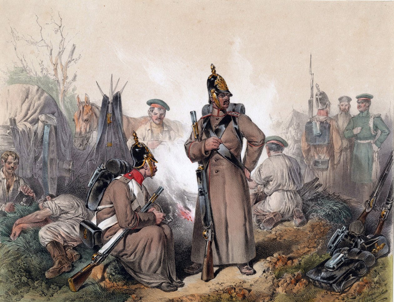مشهد من حرب الاستقلال في هونغري عام 1849 - مشهد من حرب الاستقلال في المجر عام 1849 - ستراسجشواندتنر، جوزيف أنطون (1826-1881) - كاليفورنيا. 1849 - طباعة حجرية ملونة - 22,7x29,2 - مجموعة خاصة بواسطة جوزيف انطون ستراجزشفانتنر