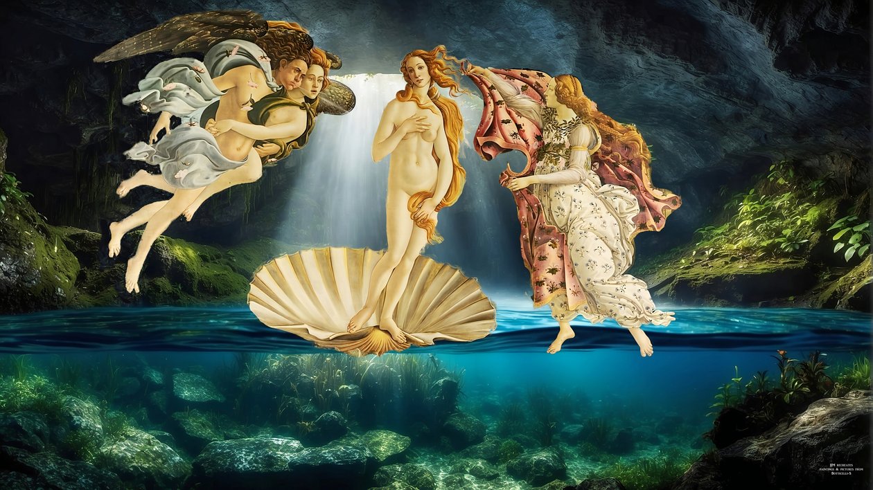 JJM-recreate_Botticelli-S_ولادة فينوس _تحت الماء بواسطة جوزيف جوهان مايكل