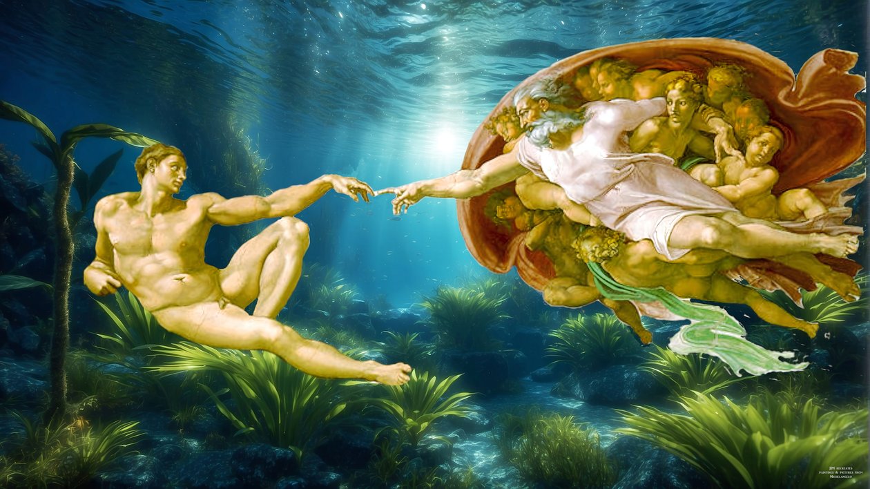 JJM-recreate_Michelangelo_خلق آدم_تحت الماء_05 بواسطة جوزيف جوهان مايكل
