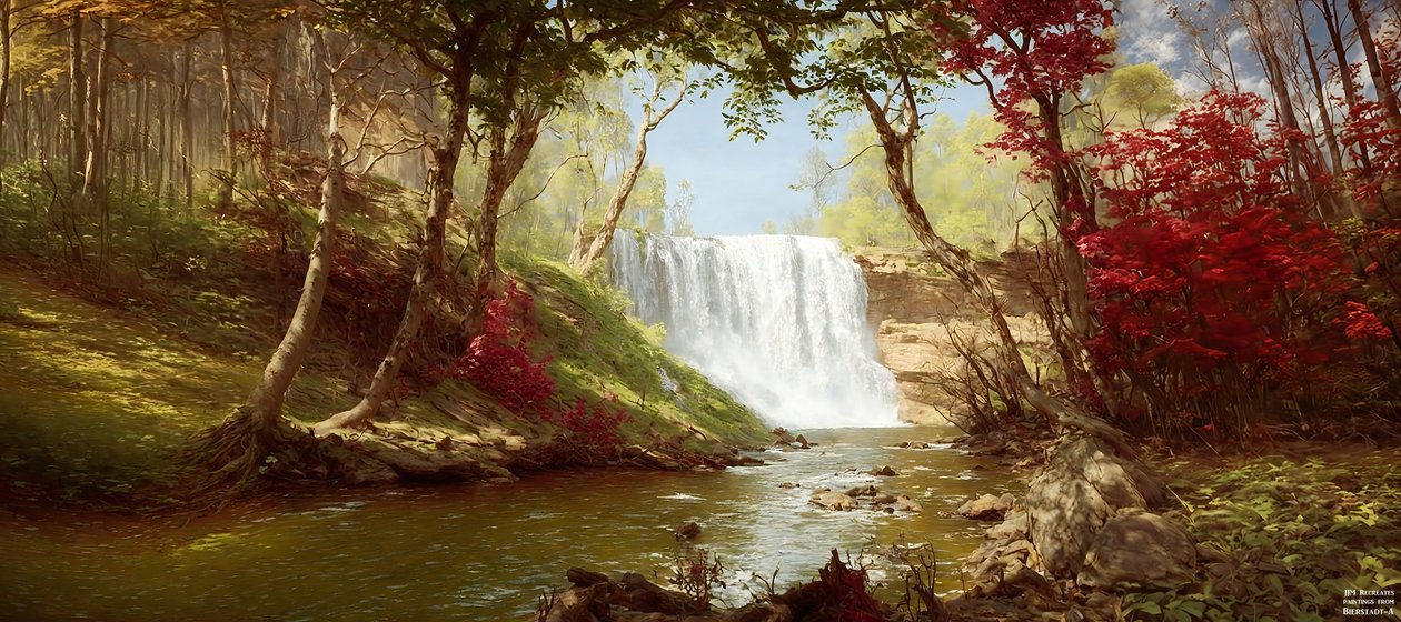 تقوم JJM بإعادة إنشاء Bierstadt-A: Minnehaha Falls بواسطة جوزيف جوهان مايكل
