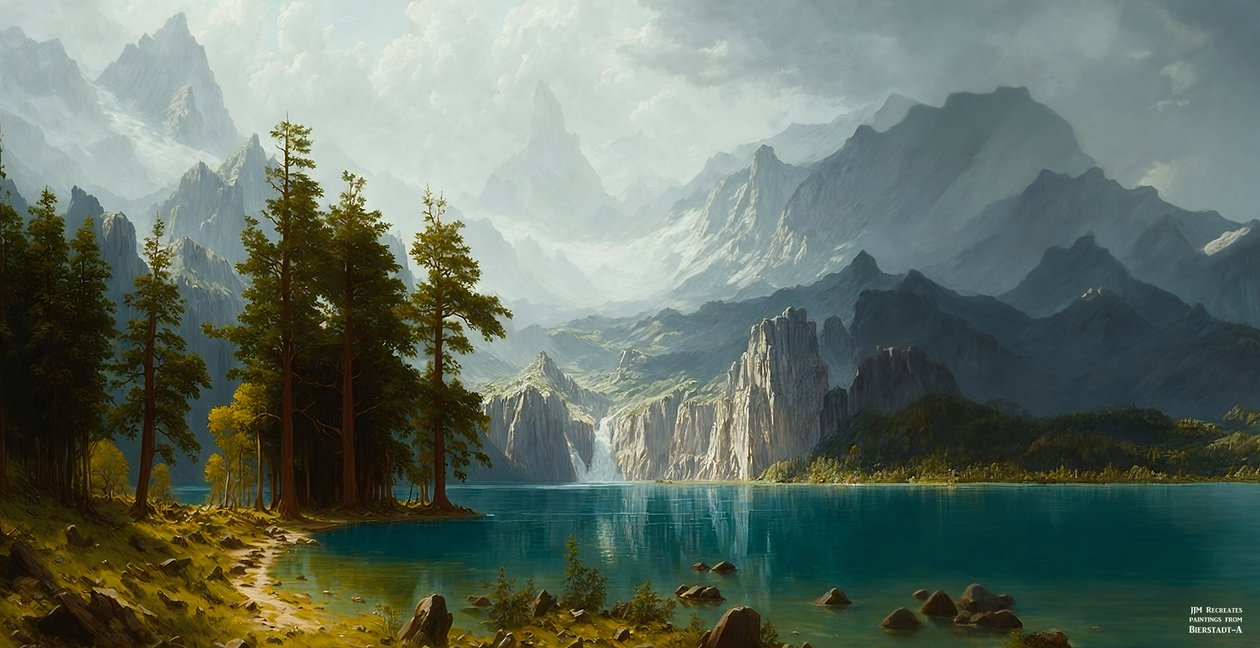 JJM تعيد إنشاء Bierstadt-A: سييرا نيفادا (بانوراما) بواسطة جوزيف جوهان مايكل