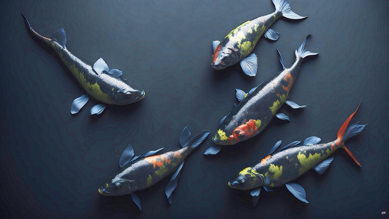 الرسم بالحبر: Koi-Karpfish_rainbow_02 بواسطة جوزيف جوهان مايكل
