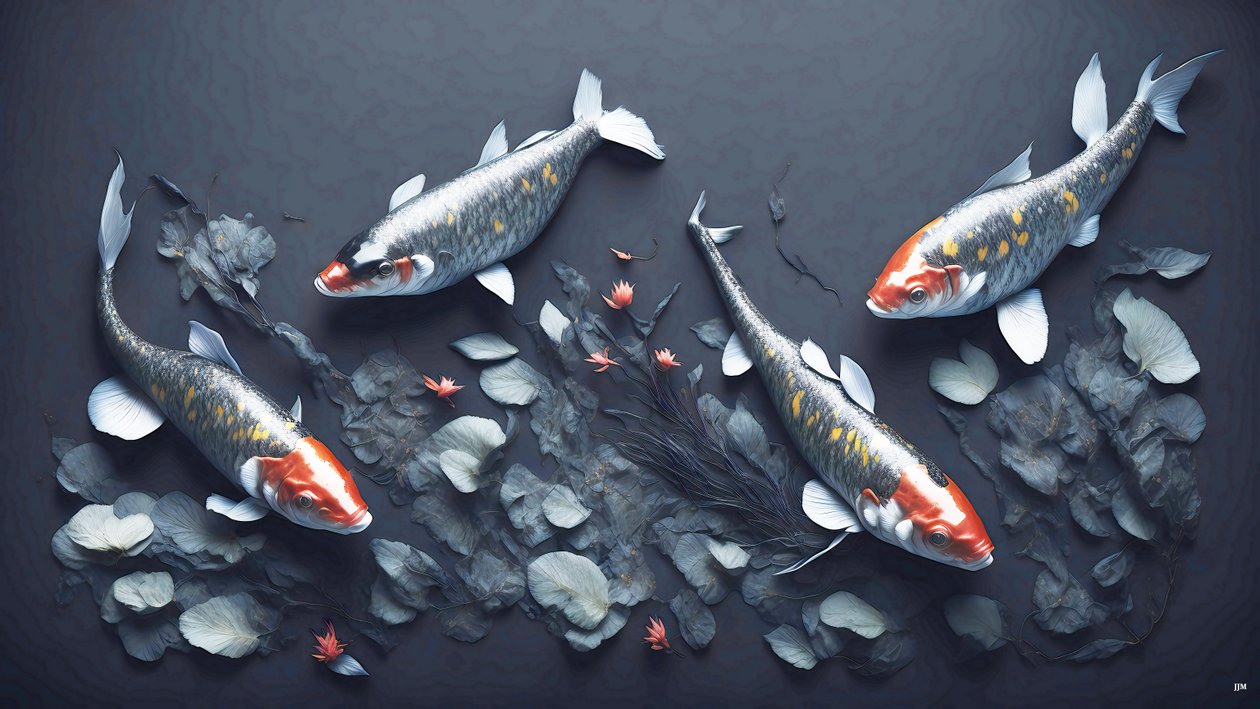 الرسم بالحبر: Koi-Karpfish_red_01 بواسطة جوزيف جوهان مايكل
