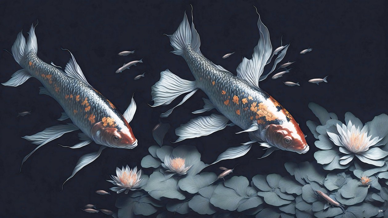 الرسم بالحبر: Koi-Karpfish_red_02 بواسطة جوزيف جوهان مايكل