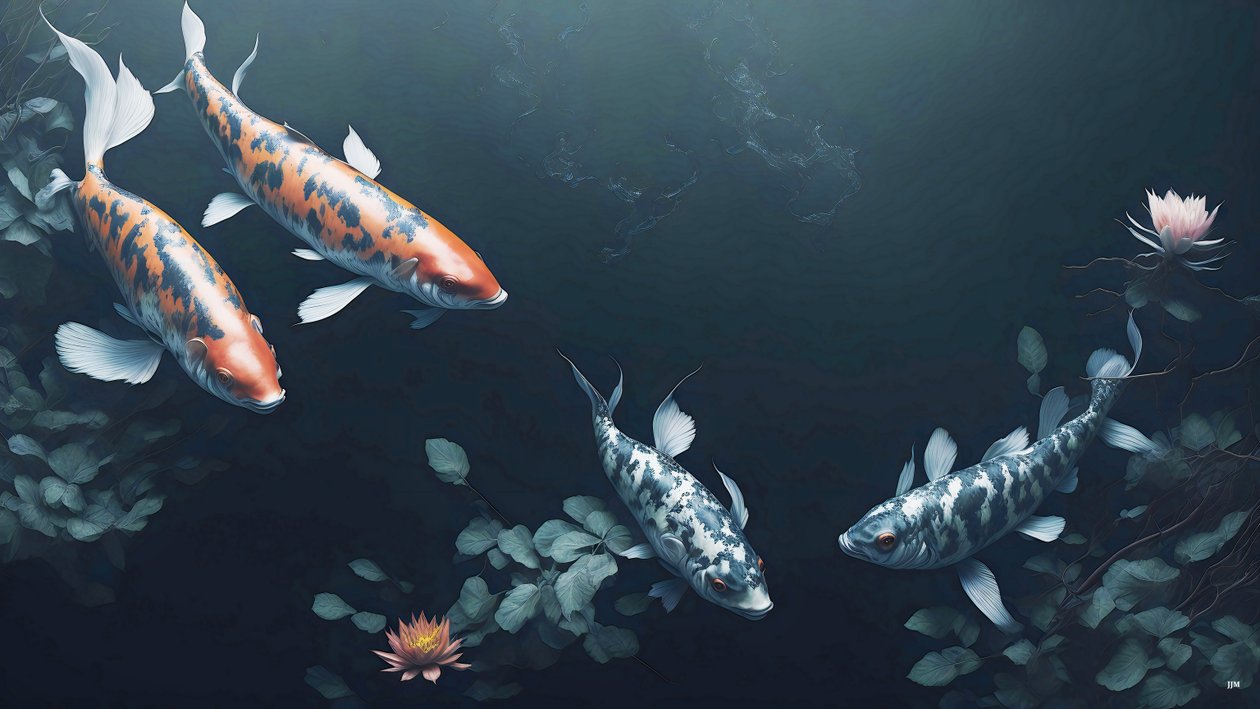 الرسم بالحبر: Koi-Karpfish_red + white_01 بواسطة جوزيف جوهان مايكل