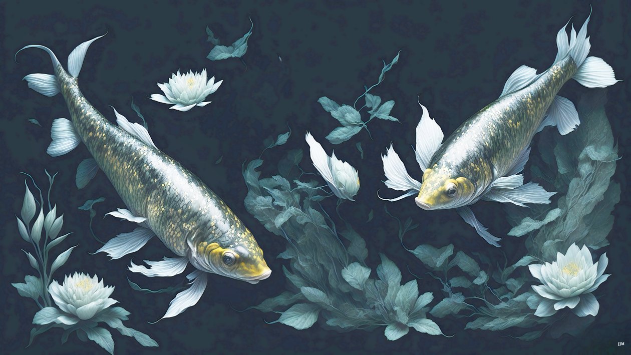 الرسم بالحبر: Koi-Karpfish_yellow_02 بواسطة جوزيف جوهان مايكل