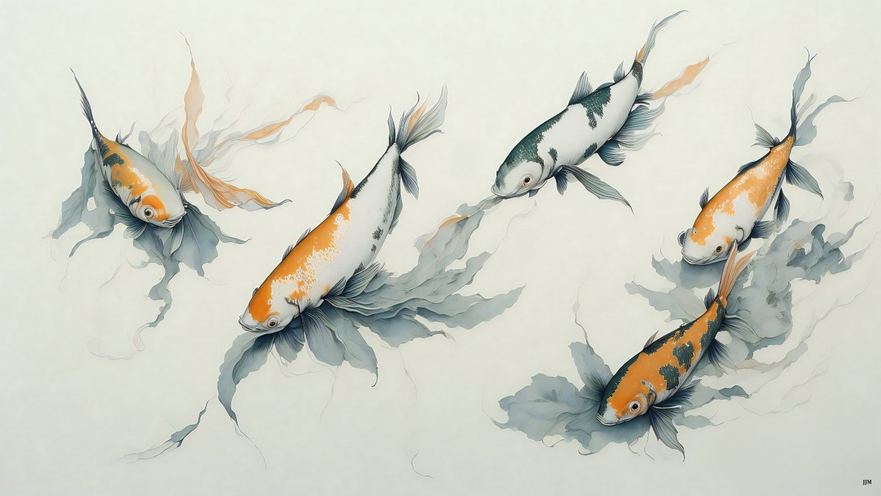 الرسم بالحبر: Koi carp fish_01 بواسطة جوزيف جوهان مايكل