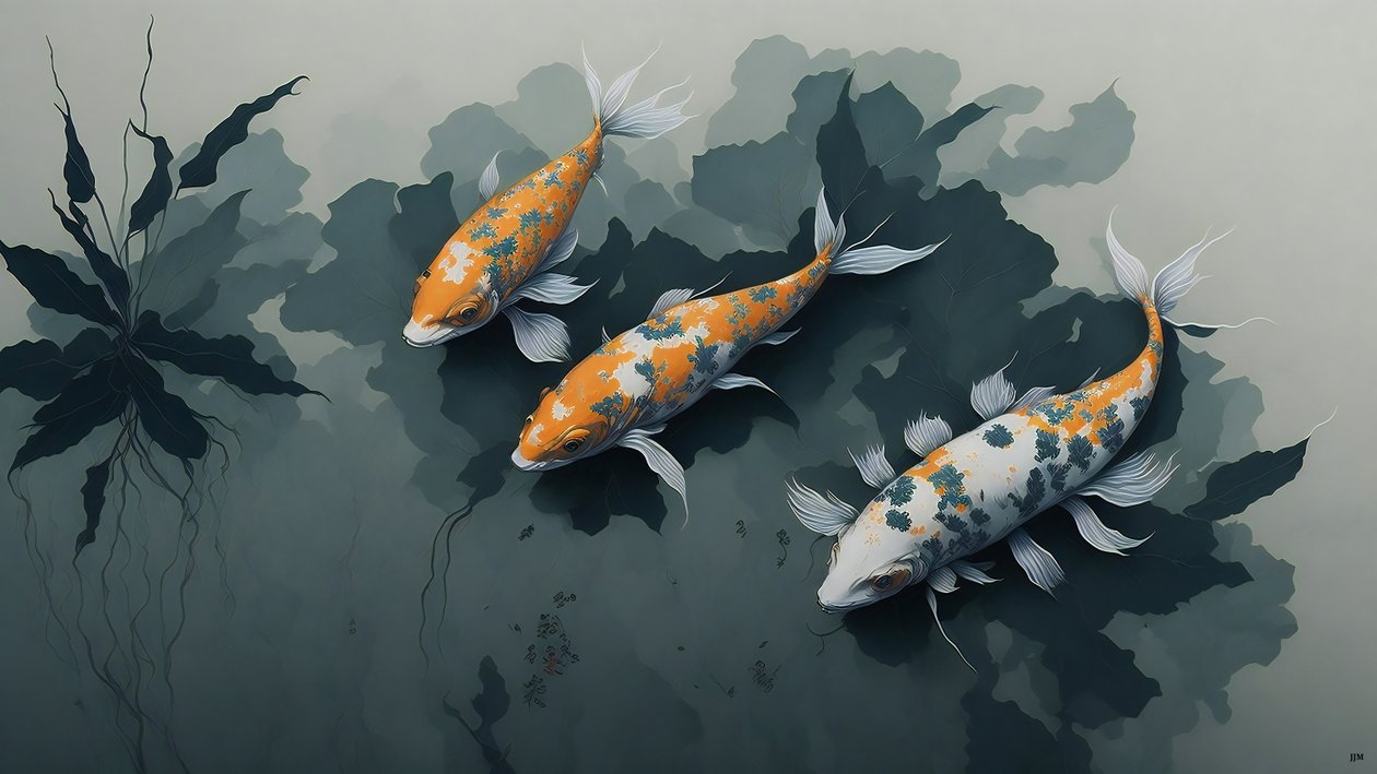 الرسم بالحبر: Koi carp fish_02 بواسطة جوزيف جوهان مايكل