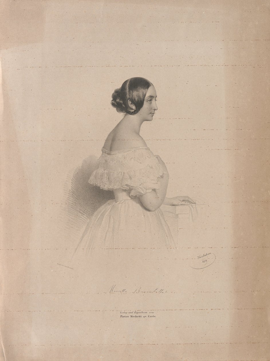 صورة لمغنية الأوبرا ماريتا برامبيلا 1807-1875 ، 1839. بواسطة جوزيف كرييهوبر