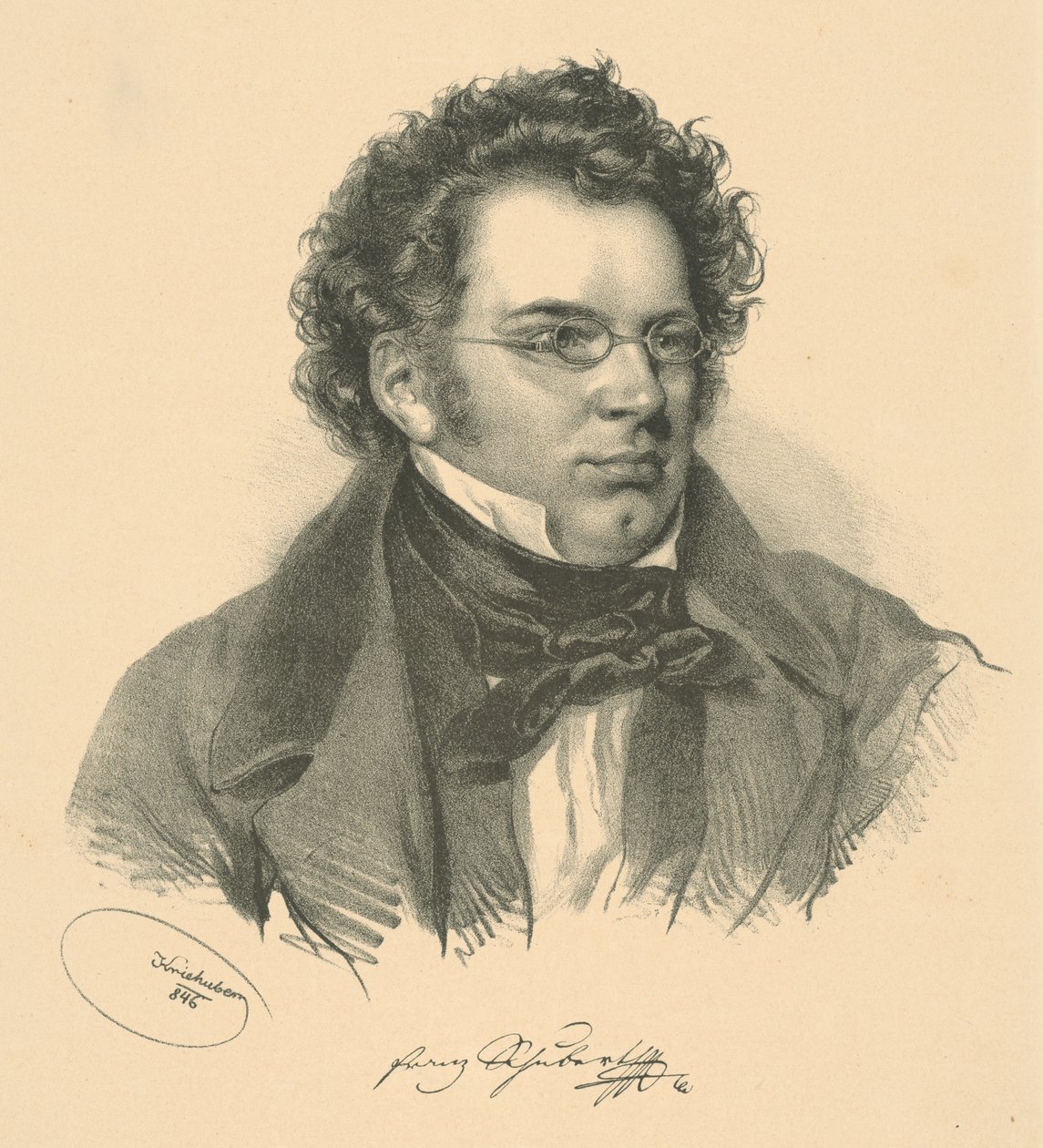 صورة فرانز شوبرت 1797-1828 ، 1846. بواسطة جوزيف نيكولاوس كرييهوبر