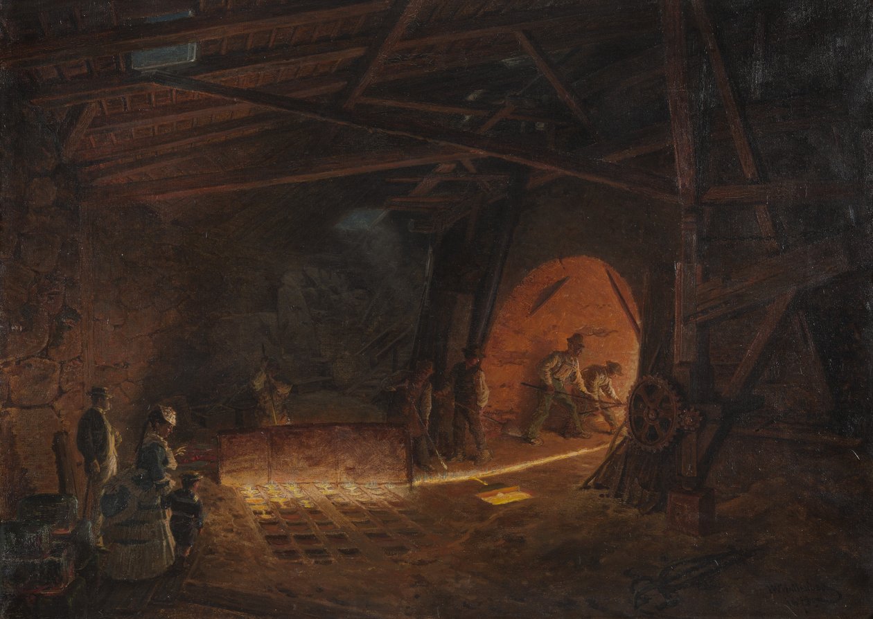 Acierie - Ironworks ، بواسطة Wallander ، جوزيف فيلهلم (1821-1888). زيت على قماش بواسطة جوزيف ويلهلم والاندر