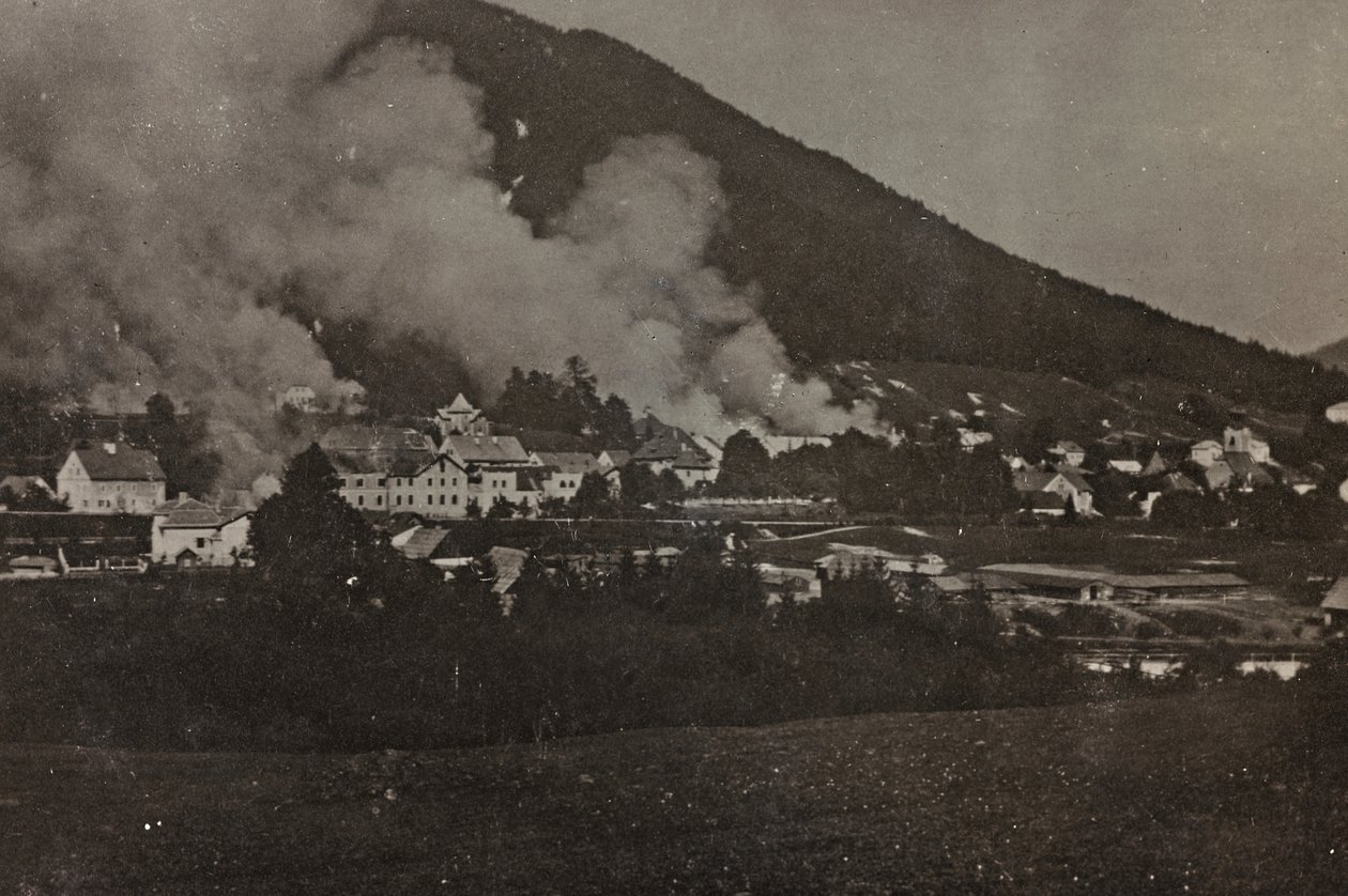 ألبوم "بلدي الحرب العالمية - ذكريات الجبهة الجنوبية الغربية (كارينثيا ، إيطاليا ، جنوب تيرول) (حربي العالمية - ذكريات الجبهة الجنوبية الغربية في كارينثيا ، إيطاليا ، ترينتينو ألتو أديجي) 31/03 / 1915-12 / 11/1918 - جوزيف زوهليس فيينا ": تفجيرات في تارفيسيو بواسطة جوزيف زوهليس