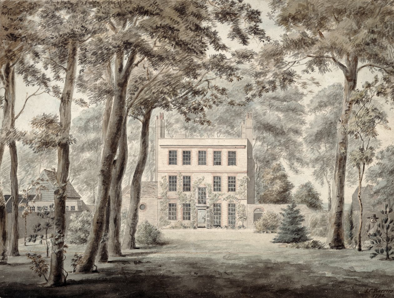بستاني يعمل في منزل ريفي أنيق ، 1788 (قلم رصاص ، حبر ومرحاض) بواسطة جوزيف تشارلز بارو