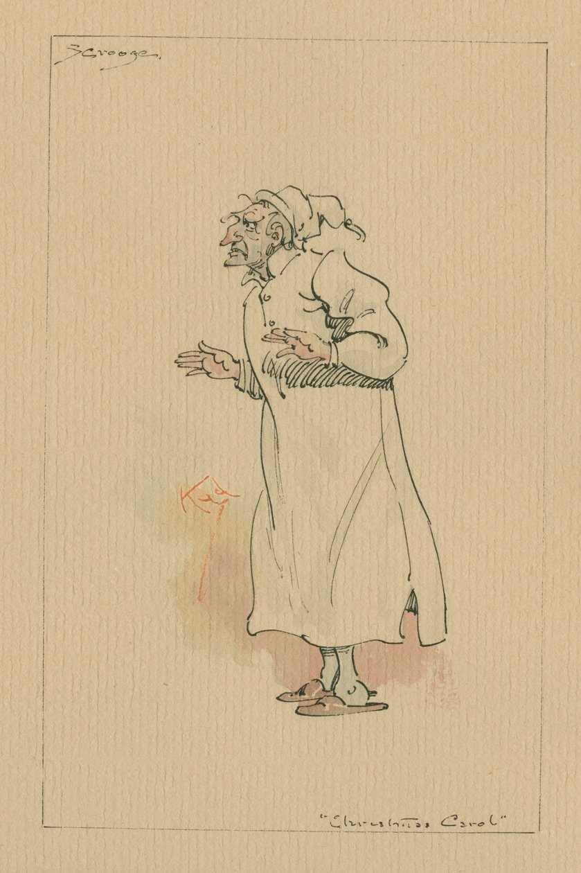 Ebenezer Scrooge - A Christmas Carol ، c.1920s (قلم وحبر مع مرحاض على ورق) بواسطة جوزيف كلايتون كلارك