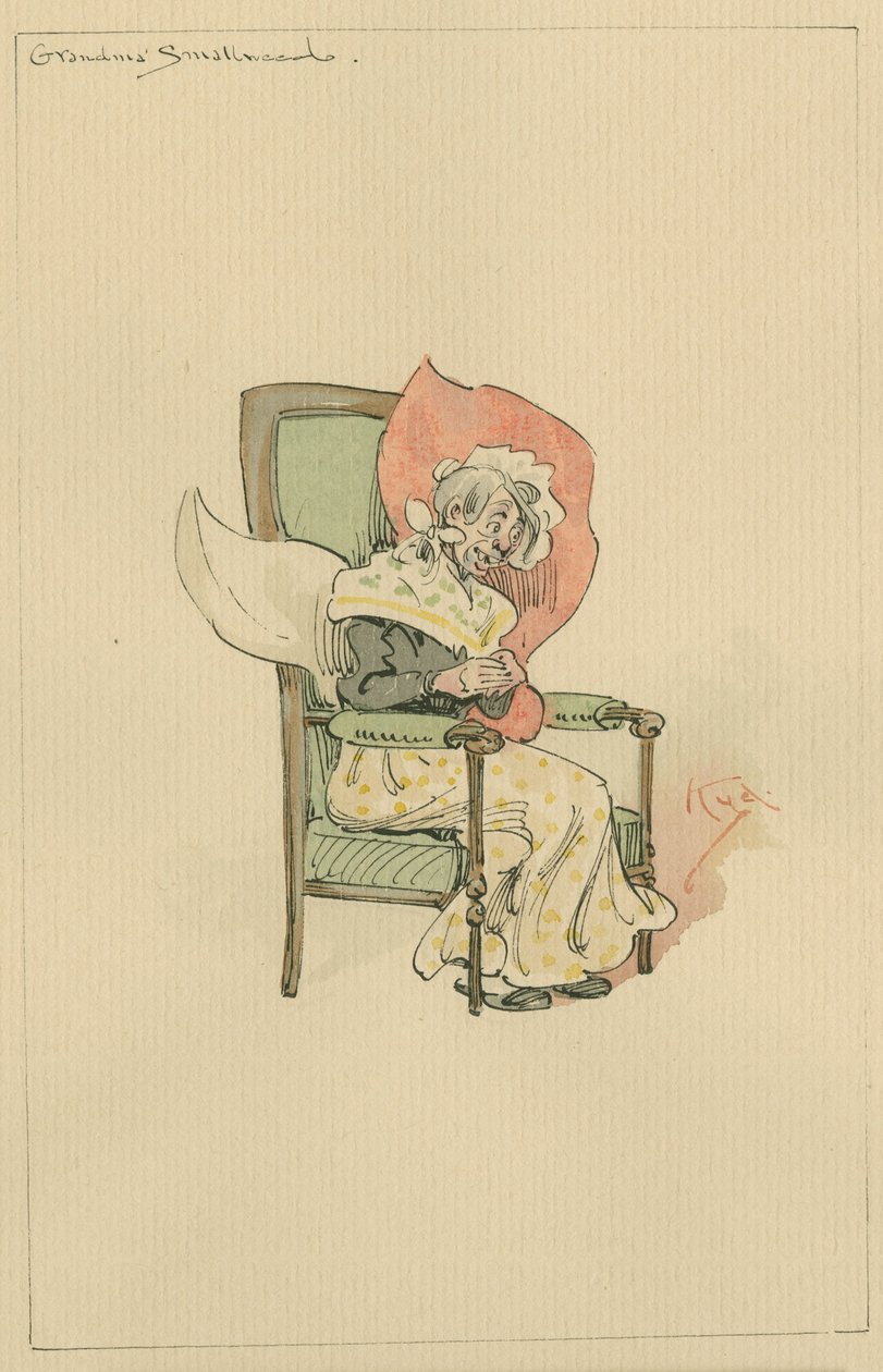 الجدة Smallweed، c.1920s (قلم وحبر مع مرحاض على ورق) بواسطة جوزيف كلايتون كلارك