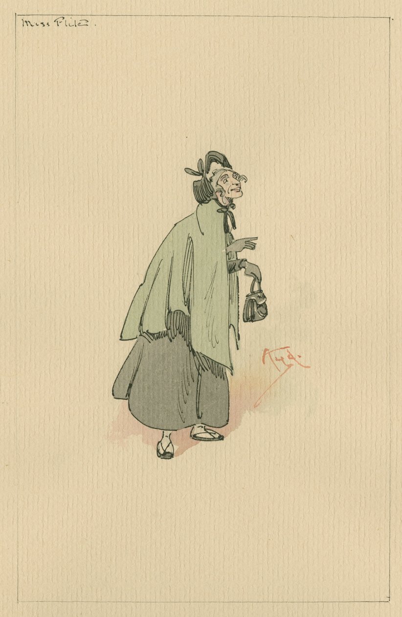 Miss Flite ، c.1920s (قلم وحبر مع مرحاض على ورق) بواسطة جوزيف كلايتون كلارك