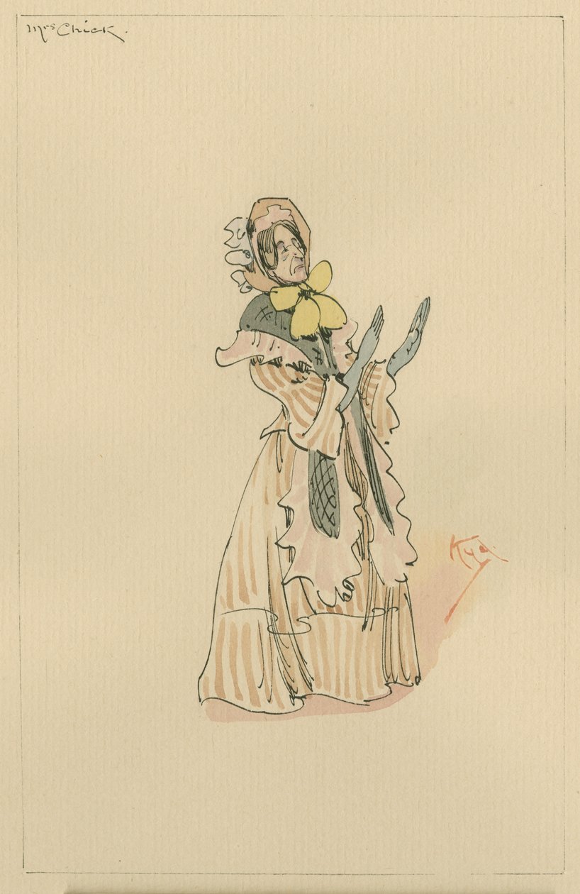 Mrs Chick ، c.1920s (قلم وحبر مع مرحاض على ورق) بواسطة جوزيف كلايتون كلارك