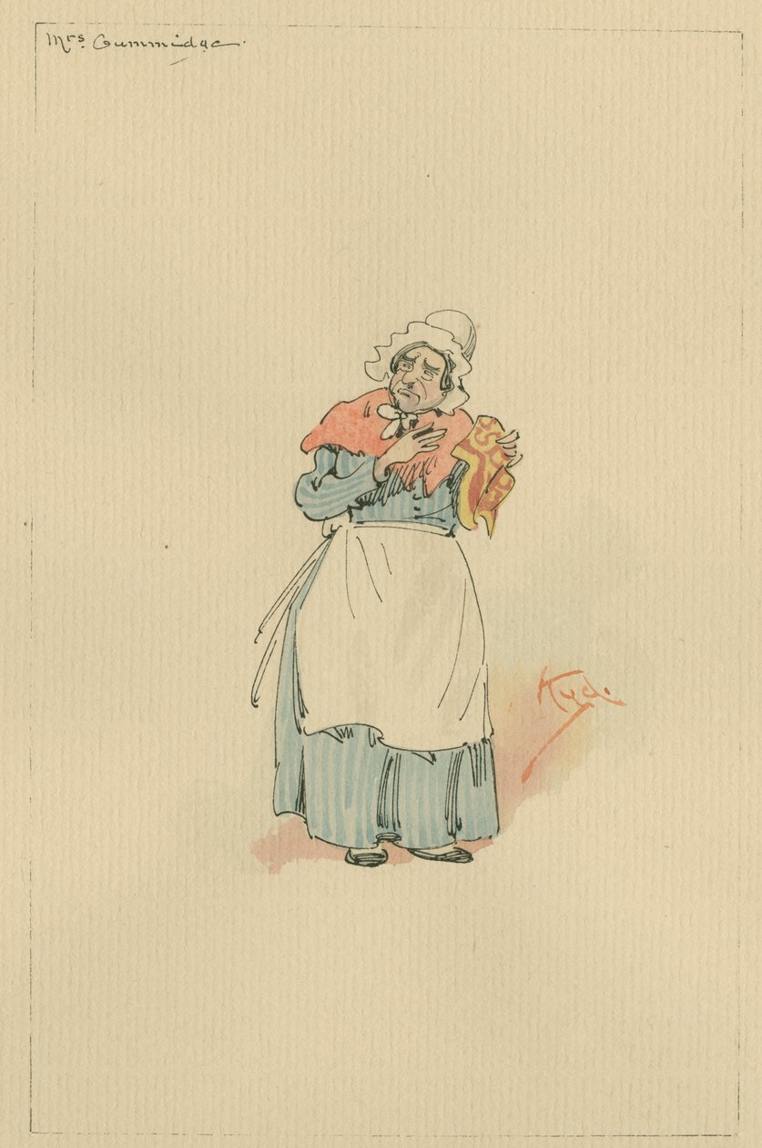 Mrs Gummidge، c.1920s (قلم وحبر مع مرحاض على ورق) بواسطة جوزيف كلايتون كلارك