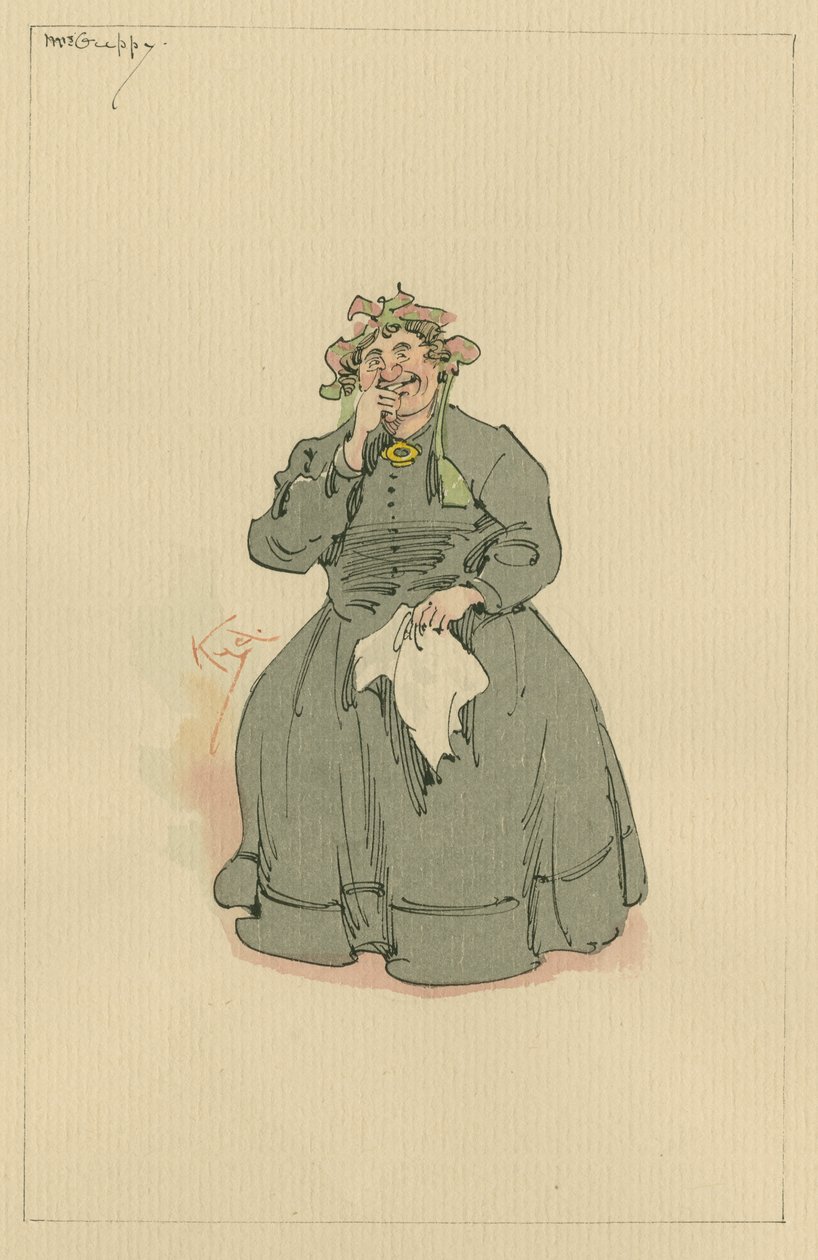 Mrs Guppy ، c.1920s (قلم وحبر مع مرحاض على ورق) بواسطة جوزيف كلايتون كلارك