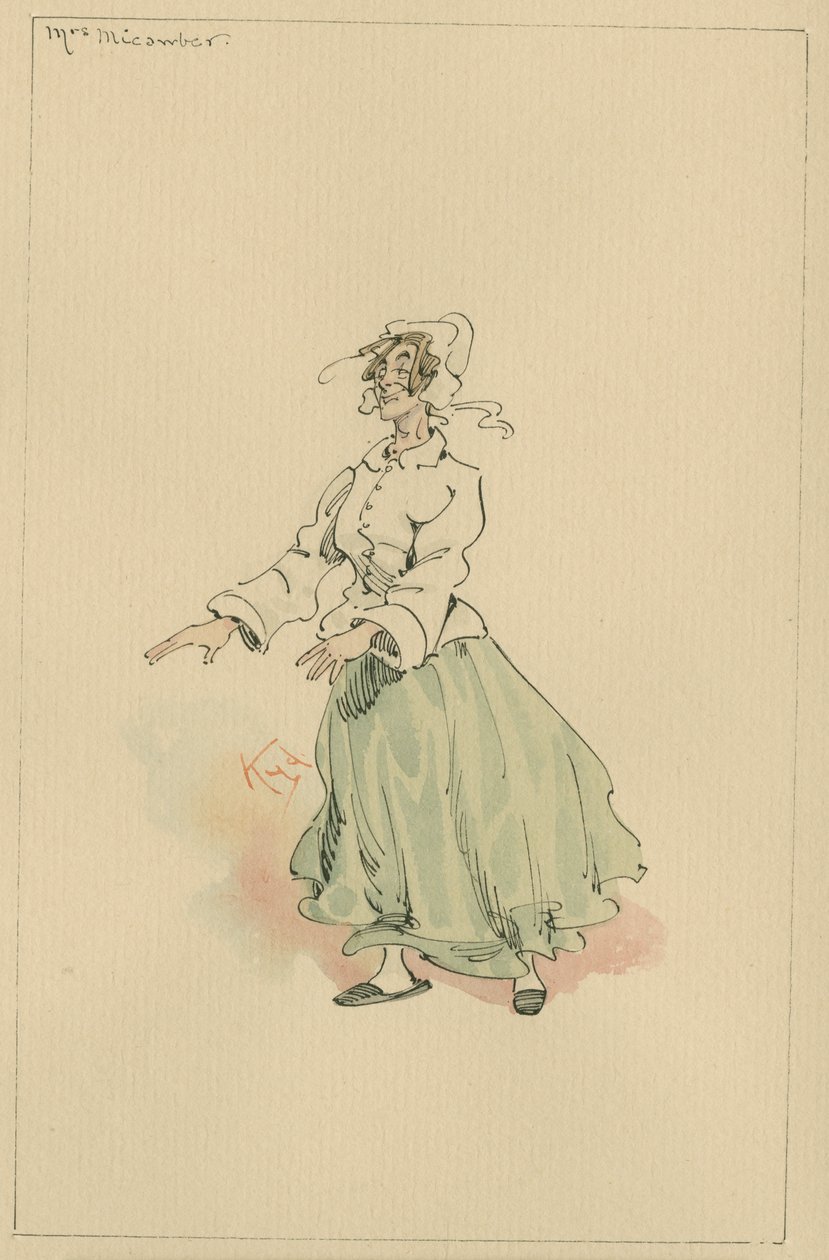 Mrs Micawber ، c.1920s (قلم وحبر مع مرحاض على ورق) بواسطة جوزيف كلايتون كلارك