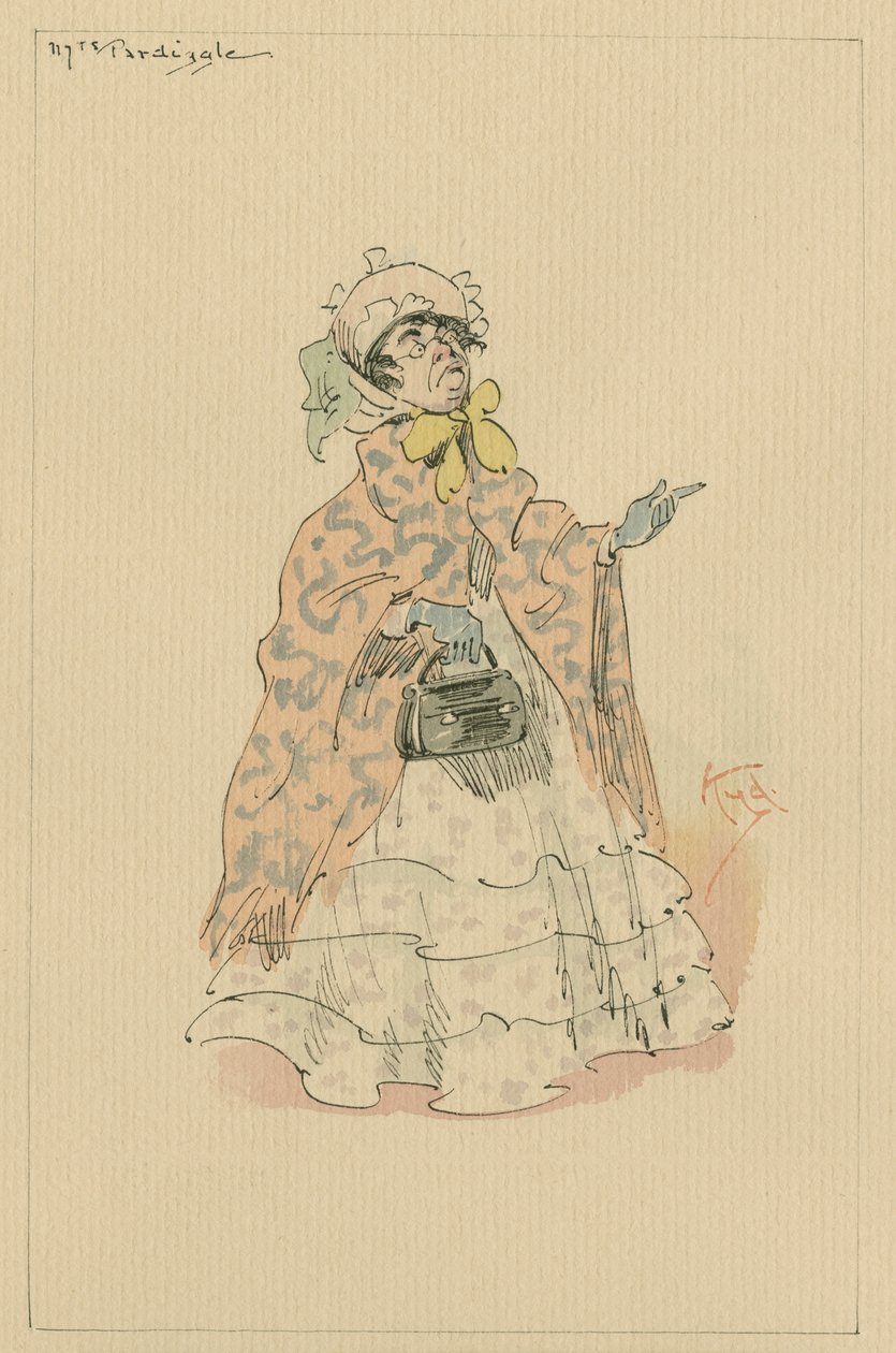 Mrs Pardiggle، c.1920s (قلم وحبر مع مرحاض على ورق) بواسطة جوزيف كلايتون كلارك