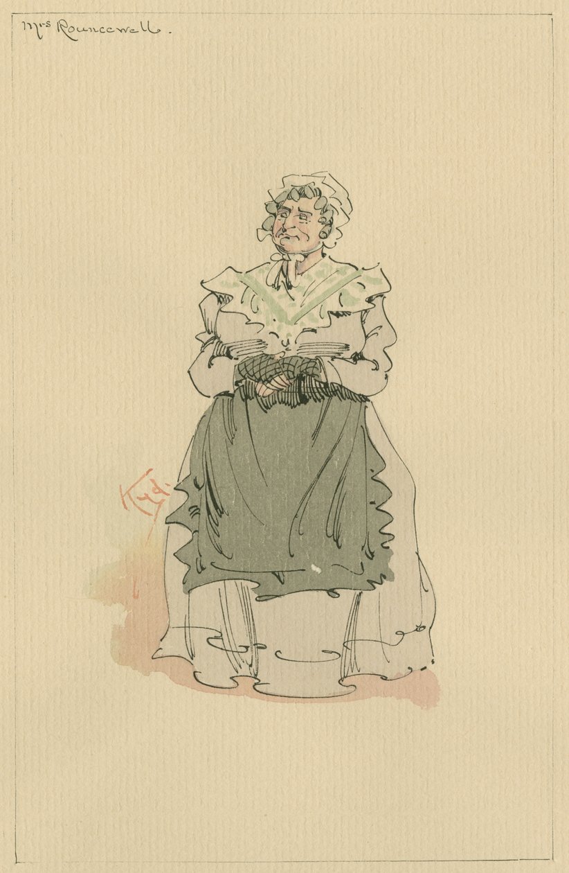Mrs Rouncewell، c.1920s (قلم وحبر مع مرحاض على ورق) بواسطة جوزيف كلايتون كلارك