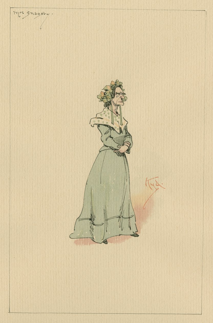 Mrs Snagsby، c.1920s (قلم وحبر مع مرحاض على ورق) بواسطة جوزيف كلايتون كلارك
