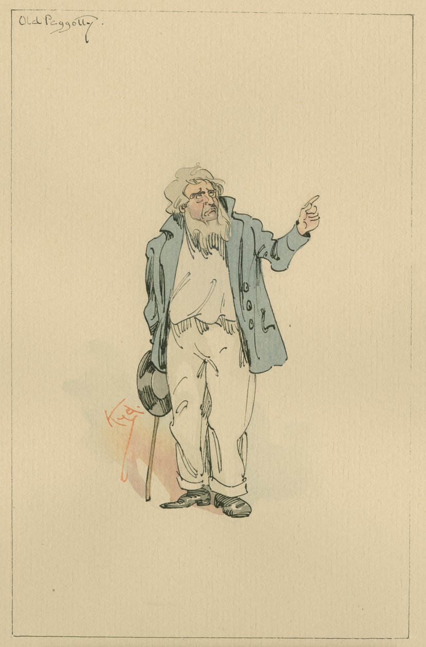 Old Peggotty ، ج 1920s (قلم وحبر مع مرحاض على ورق) بواسطة جوزيف كلايتون كلارك