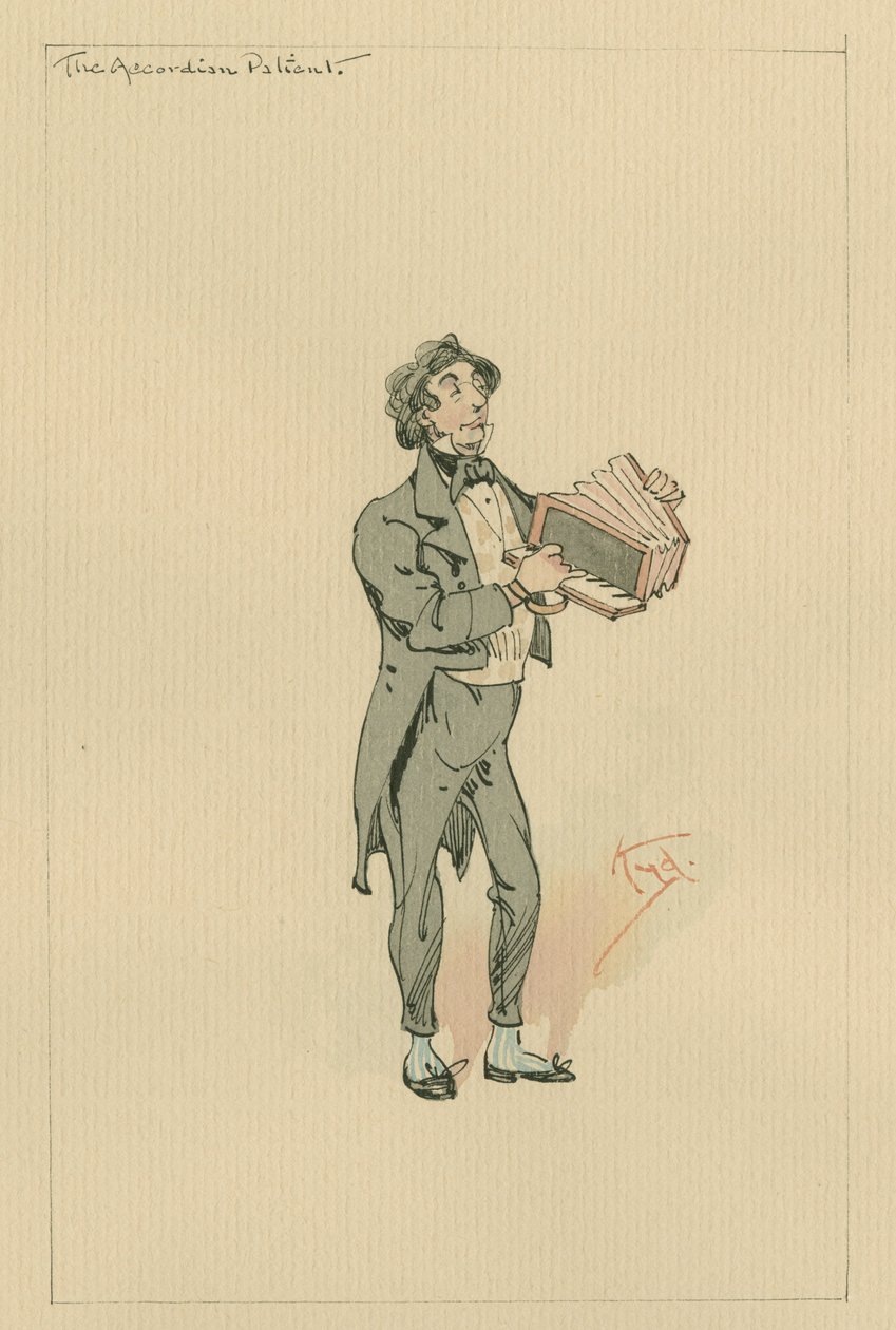 المريض Accordian ، ج 1920s (قلم وحبر مع مرحاض على ورق) بواسطة جوزيف كلايتون كلارك