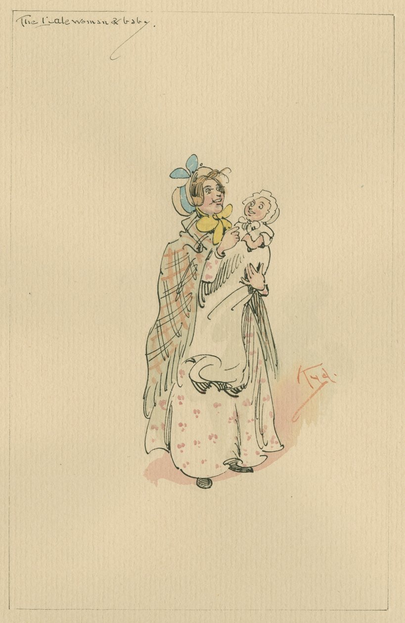 The Lale Lady und Baby، c.1920s (قلم وحبر مع مرحاض على ورق) بواسطة جوزيف كلايتون كلارك