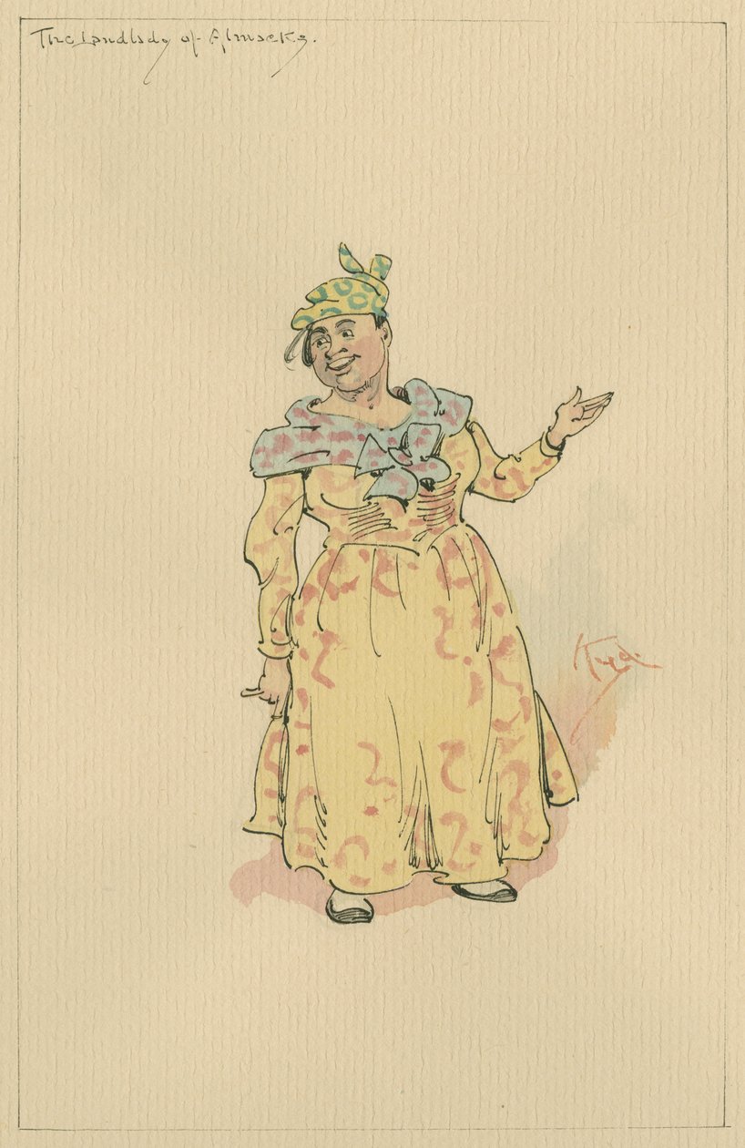 The Landlady of Almack&39;s ، c.1920s (قلم وحبر مع مرحاض على ورق) بواسطة جوزيف كلايتون كلارك