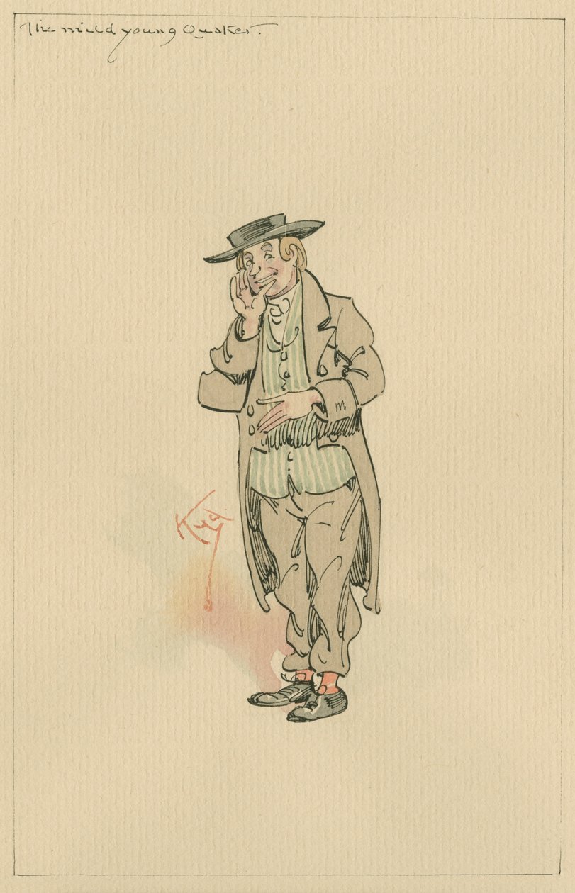 The Mild Young Quaker، c.1920s (قلم وحبر مع مرحاض على ورق) بواسطة جوزيف كلايتون كلارك