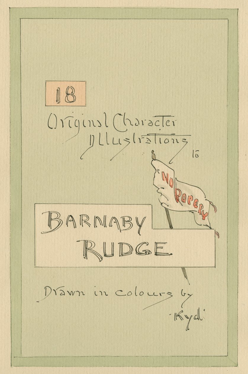 صفحة العنوان ، الرسوم التوضيحية لـ &39;Barnaby Rudge&39; ، ج 1920 تقريبًا (قلم وحبر مع مرحاض على ورق) بواسطة جوزيف كلايتون كلارك