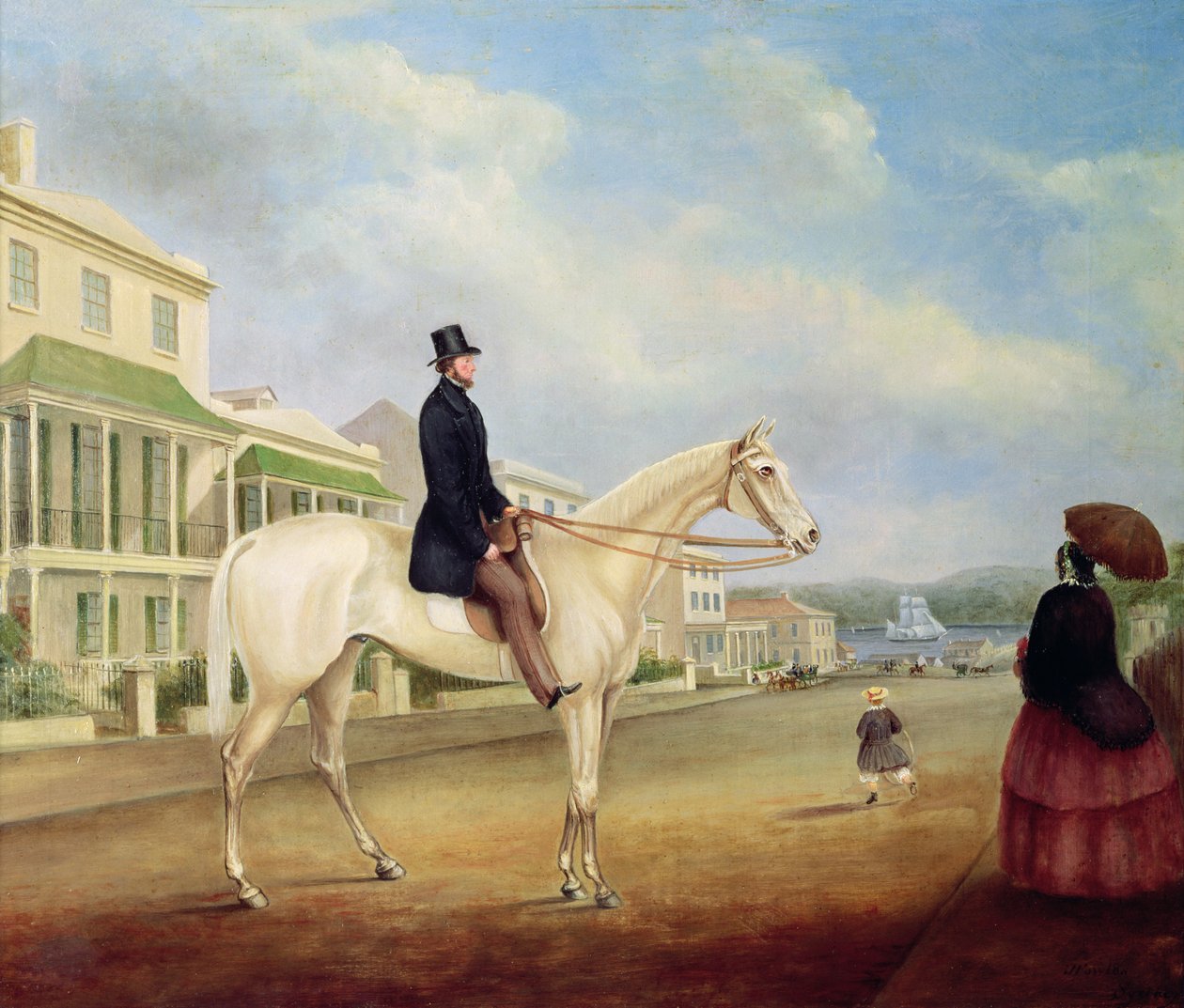 متسابق على حصان أبيض ، ربما في شارع ماكواري الشمالي ، c.1850 بواسطة جوزيف فاولز