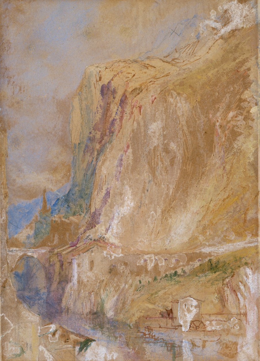 وادي في جبال الألب ، ج .1843 (قلم رصاص ، مرحاض ، قلم حبر بني مع ارتفاع مع لون الجسم على الورق) بواسطة جوزيف مالورد وليام تورنر