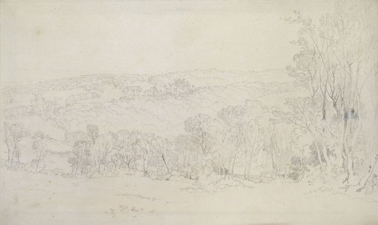 منظر بعيد لقلعة لوثر (بارك بارك) ، 1809 (الجرافيت على ورق منسوج) بواسطة جوزيف مالورد وليام تورنر