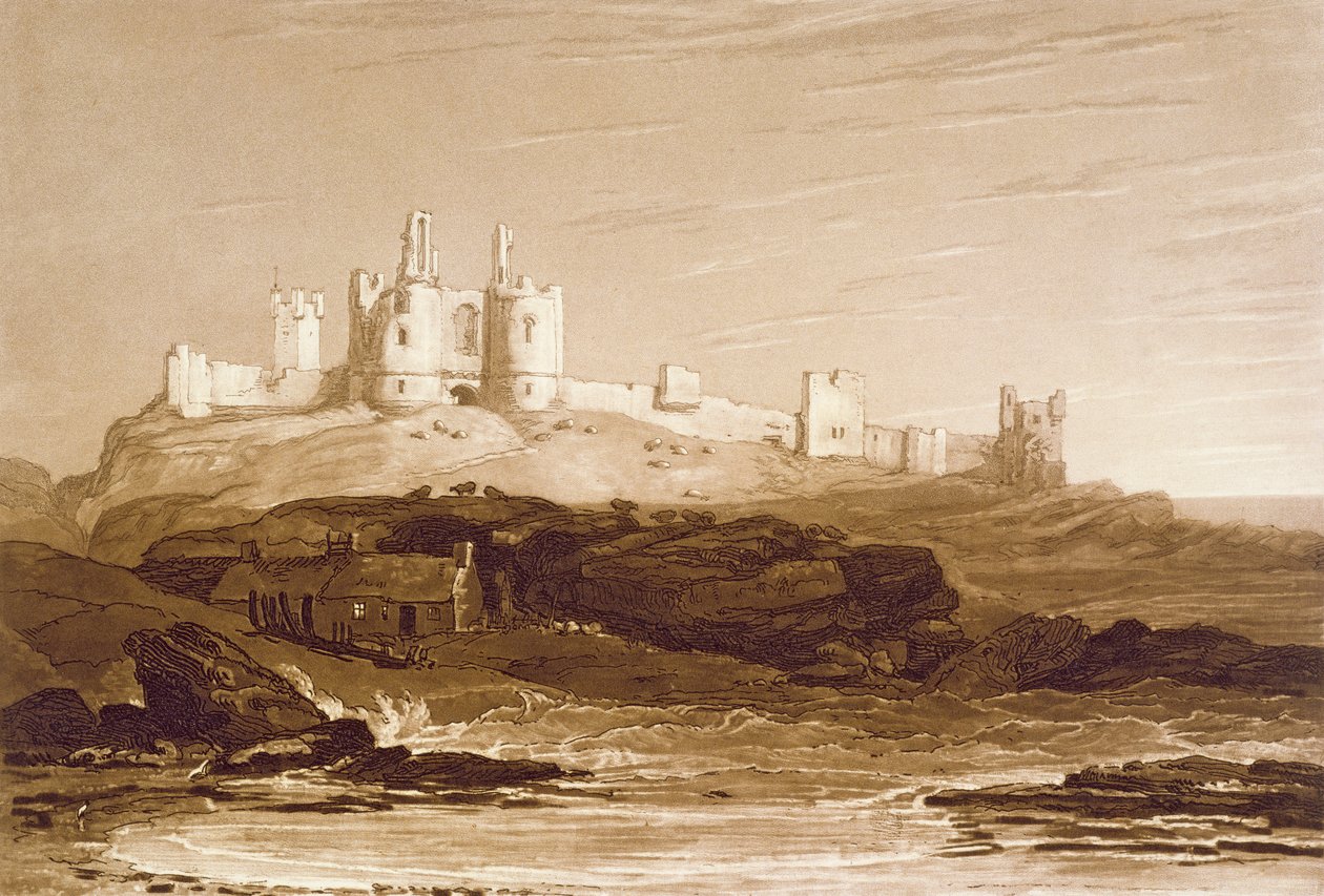 F.14.I Dunstanborough Castle ، من "Liber Studiorum" ، منقوش بواسطة Charles Turner ، 1808 بواسطة جوزيف مالورد وليام تورنر