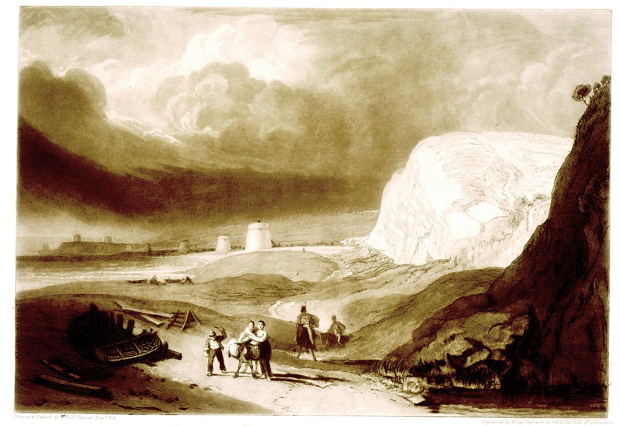 F.34.II أبراج مارتيلو بالقرب من Bexhill ، ساسكس ، من "Liber Studiorum" ، منقوش بواسطة William Say ، 1811 بواسطة جوزيف مالورد وليام تورنر