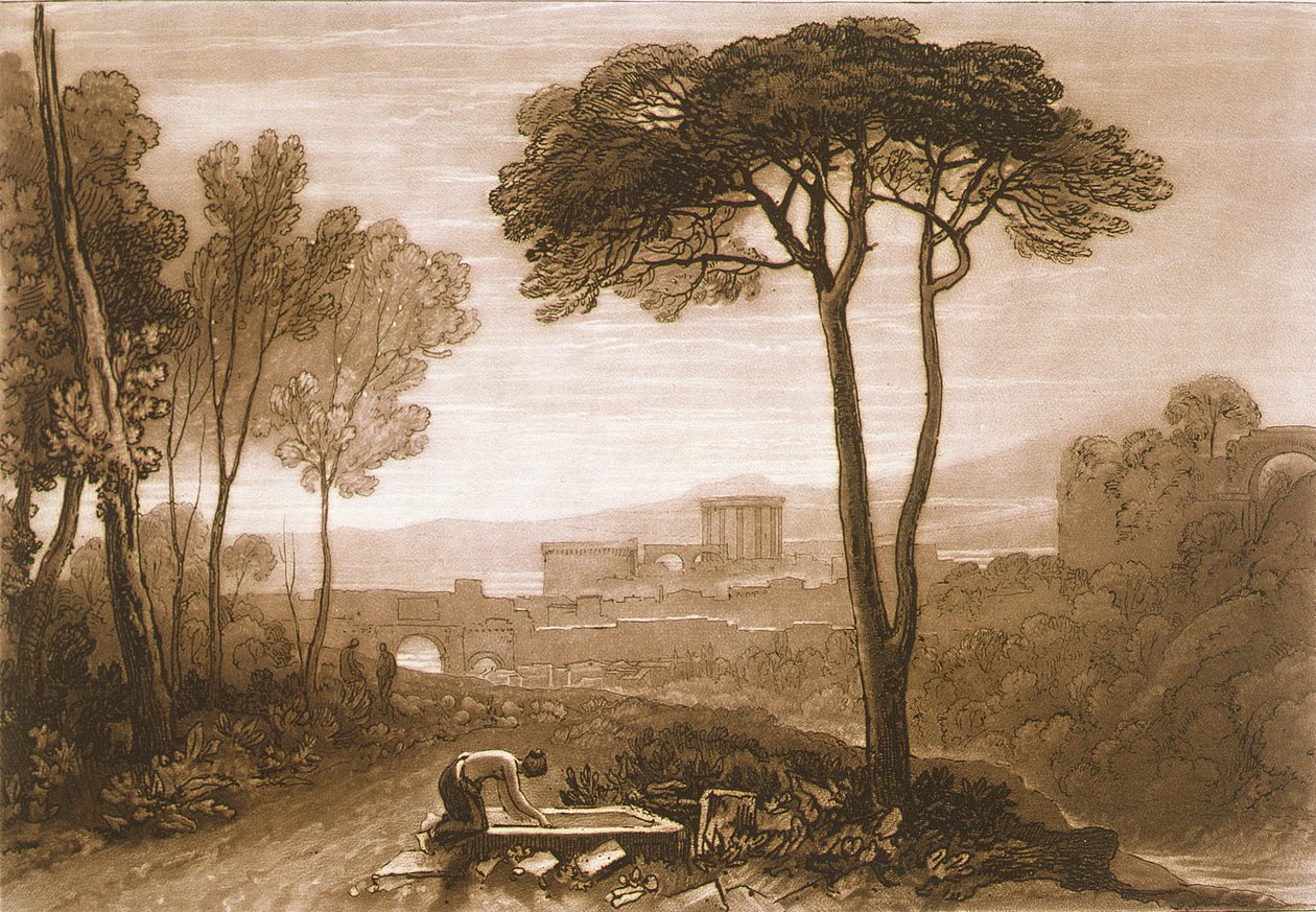 F.38.I مشهد في كامبانا ، من "Liber Studiorum" ، منقوش بواسطة William Say ، 1812 بواسطة جوزيف مالورد وليام تورنر